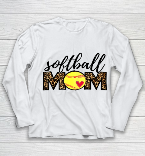 Softball Mom Leopard Funny Baseball Mom Mother s Day 2021 Youth Long Sleeve