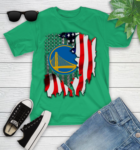 Golden State Warriors NBA Basketball American Flag Youth T-Shirt 8