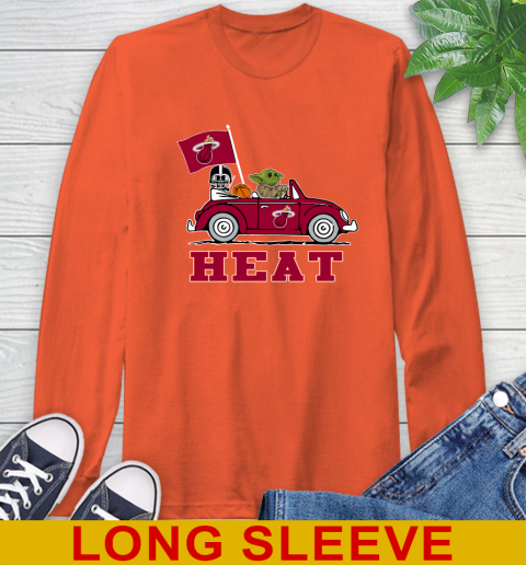 NBA Basketball Miami Heat Darth Vader Baby Yoda Driving Star Wars Shirt Long Sleeve T-Shirt 5