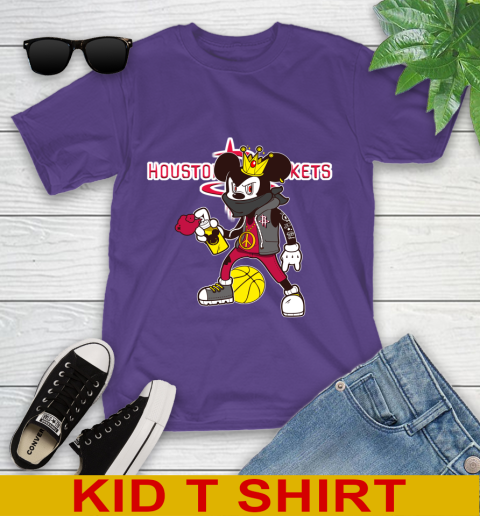 Houston Rockets NBA Basketball Mickey Peace Sign Sports Youth T-Shirt 4