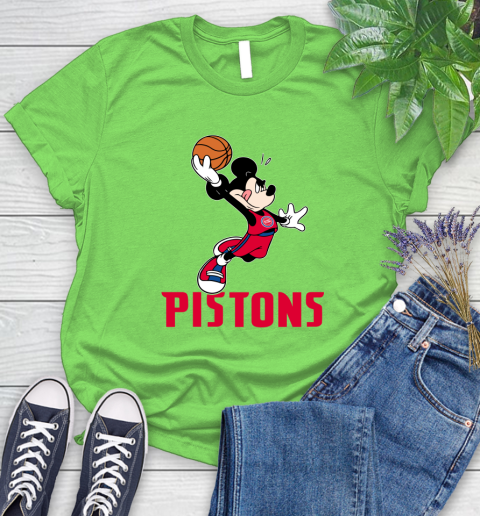 NBA Basketball Detroit Pistons Cheerful Mickey Mouse Shirt Women's T-Shirt 10