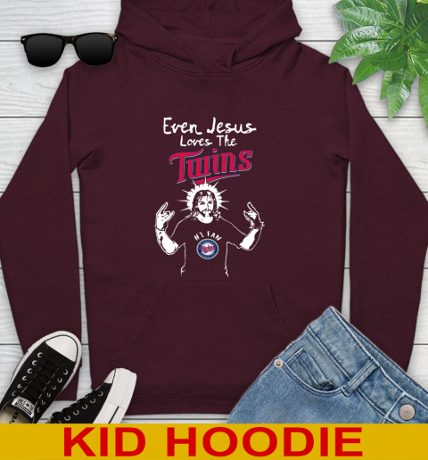 Minnesota Twins MLB Baseball Even Jesus Loves The Twins Shirt Youth Hoodie 7