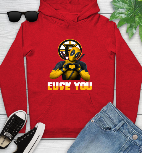NHL Boston Bruins Deadpool Love You Fuck You Hockey Sports Youth Hoodie 12