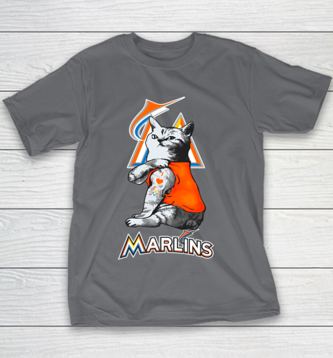 MLB Baseball My Cat Loves Miami Marlins Youth T-Shirt 5