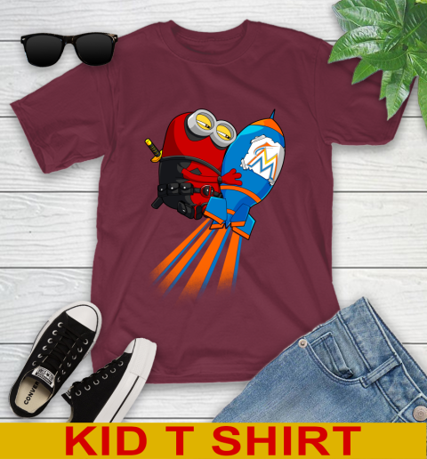 MLB Baseball Miami Marlins Deadpool Minion Marvel Shirt Youth T-Shirt 5