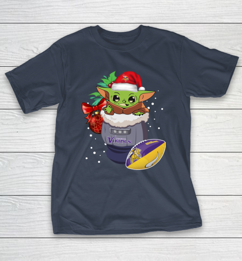 Minnesota Vikings Christmas Baby Yoda Star Wars Funny Happy NFL T-Shirt 5