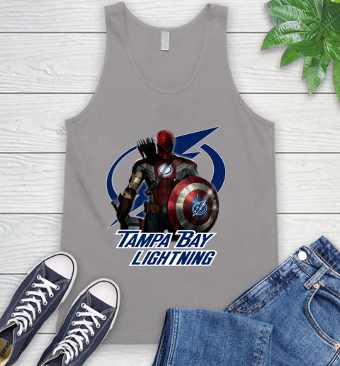 NHL Captain America Thor Spider Man Hawkeye Avengers Endgame Hockey Tampa Bay Lightning Tank Top 4