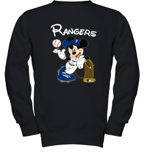 Texas Rangers Mickey Taking The Trophy MLB 2018 Youth Sweatshirt