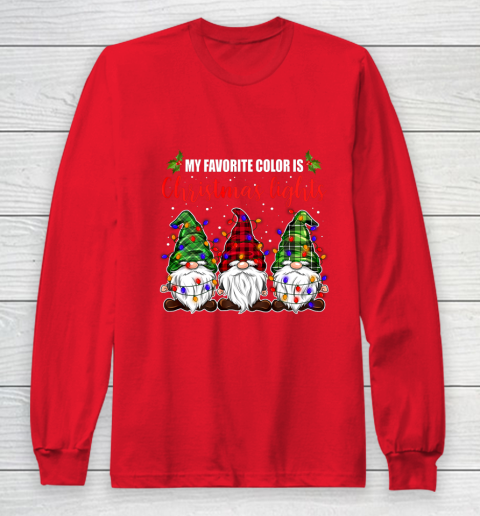 My Favorite Color Is Christmas Light Gnome Merry Christmas Long Sleeve T-Shirt 7