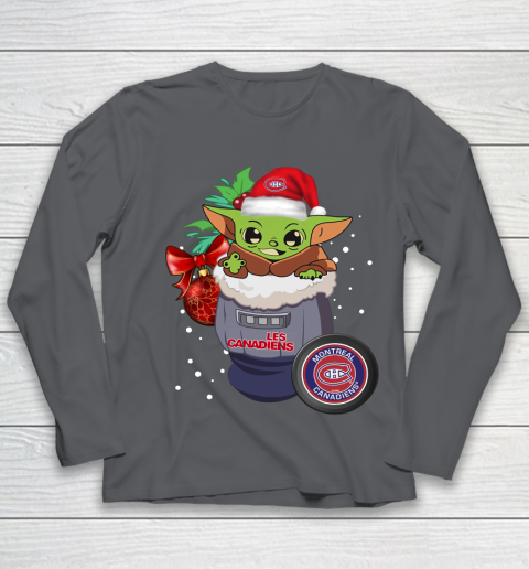 Montreal Canadiens Christmas Baby Yoda Star Wars Funny Happy NHL Youth Long Sleeve 8