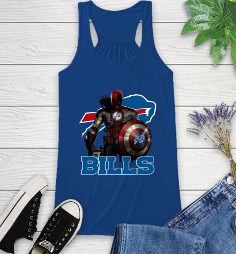 NFL Captain America Thor Spider Man Hawkeye Avengers Endgame Football Buffalo Bills Racerback Tank 9