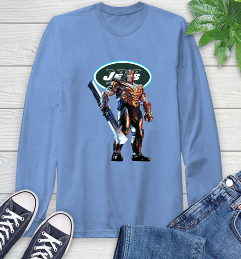 NFL Thanos Gauntlet Avengers Endgame Football New York Jets Long Sleeve T-Shirt 11