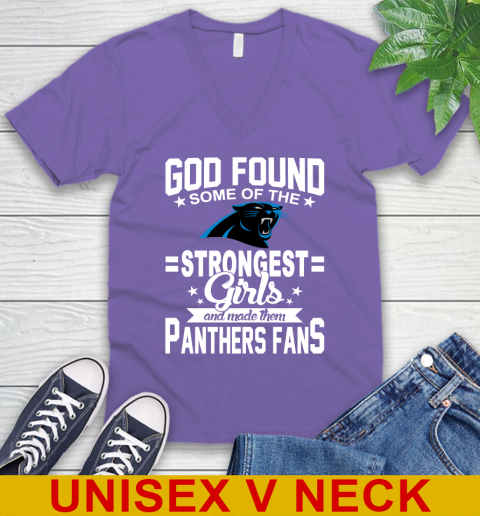 Carolina Panthers NFL Football God Found Some Of The Strongest Girls Adoring Fans V-Neck T-Shirt 8