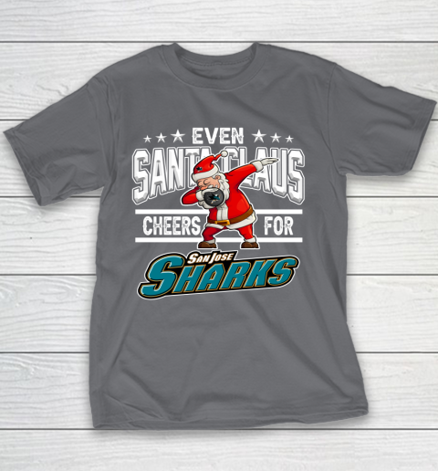 San Jose Sharks Even Santa Claus Cheers For Christmas NHL Youth T-Shirt 5