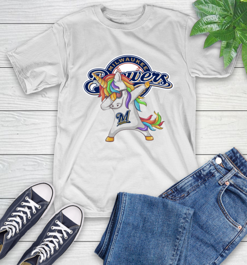 Milwaukee Brewers MLB Baseball Funny Unicorn Dabbing Sports T-Shirt