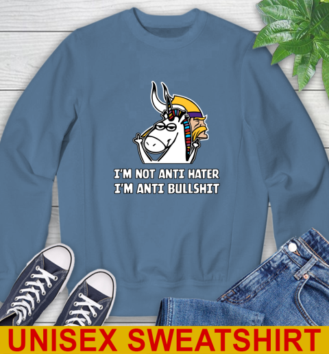 Minnesota Vikings NFL Football Unicorn I'm Not Anti Hater I'm Anti Bullshit Sweatshirt 8