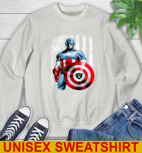 Oakland Raiders NFL Football Captain America Marvel Avengers American Flag Shirt Sweatshirt 5