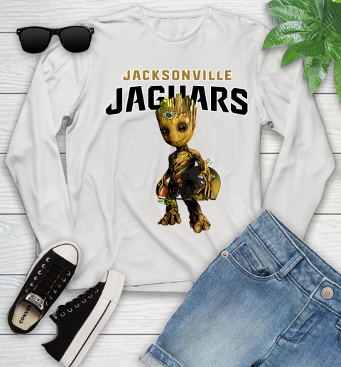 Jacksonville Jaguars NFL Football Groot Marvel Guardians Of The Galaxy Youth Long Sleeve