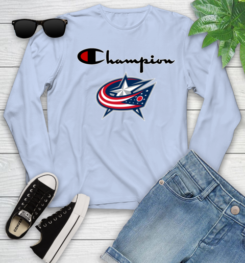 NHL Hockey Columbus Blue Jackets Champion Shirt Youth Long Sleeve 6