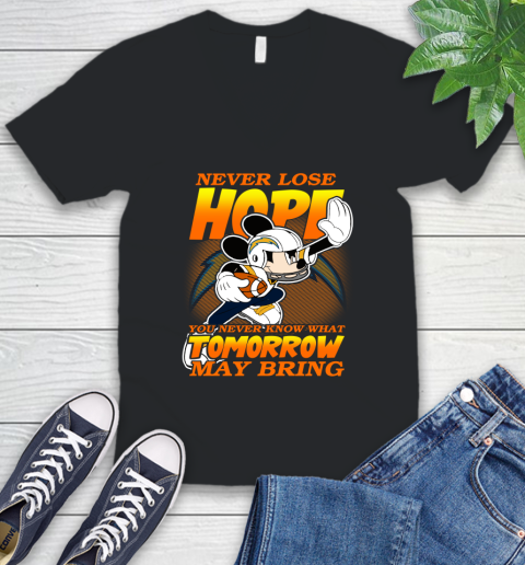 Los Angeles Chargers NFL Football Mickey Disney Never Lose Hope V-Neck T-Shirt
