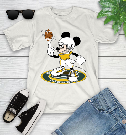 NFL Football Green Bay Packers Cheerful Mickey Disney Shirt Youth T-Shirt 2