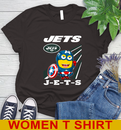 NFL Football New York Jets Captain America Marvel Avengers Minion Shirt Women's T-Shirt 9