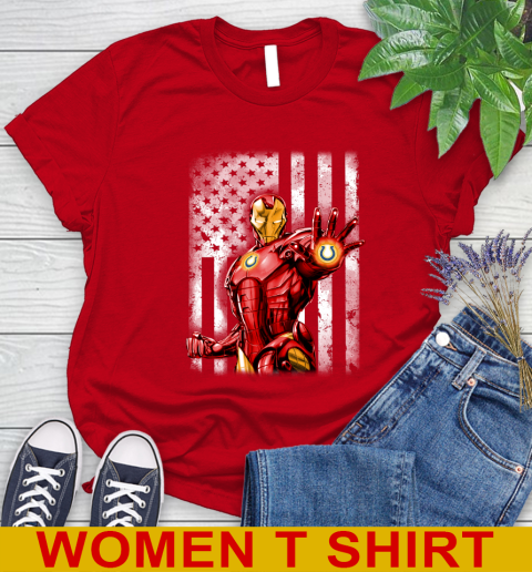 Indianapolis Colts NFL Football Iron Man Avengers American Flag Shirt Women's T-Shirt 11