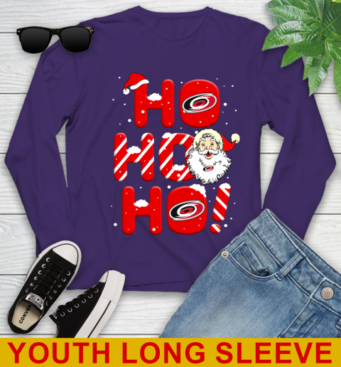 Carolina Hurricanes NHL Hockey Ho Ho Ho Santa Claus Merry Christmas Shirt Youth Long Sleeve 4