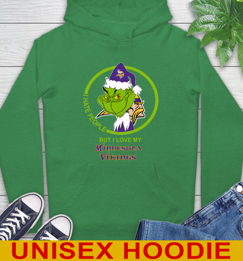 Minnesota Vikings NFL Christmas Grinch I Hate People But I Love My Favorite Football Team Hoodie 8