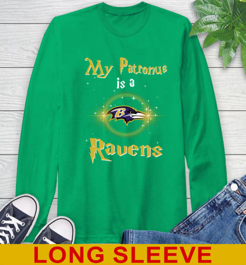 NFL Football Harry Potter My Patronus Is A Baltimore Ravens Long Sleeve T-Shirt 8