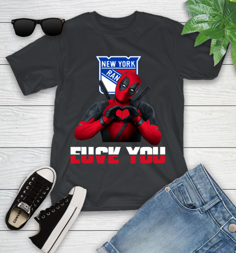 NHL New York Rangers Deadpool Love You Fuck You Hockey Sports Youth T-Shirt