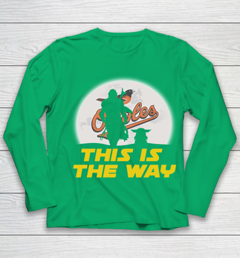 Baltimore Orioles MLB Baseball Star Wars Yoda And Mandalorian This Is The Way Youth Long Sleeve 4