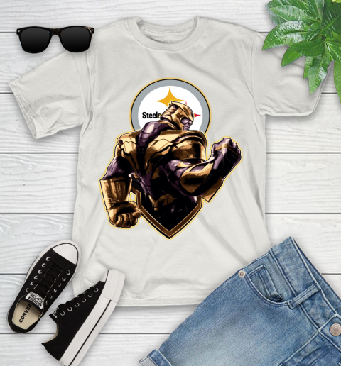 NFL Thanos Avengers Endgame Football Sports Pittsburgh Steelers Youth T-Shirt 12