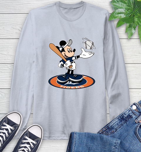 MLB Baseball Detroit Tigers Cheerful Mickey Disney Shirt Long Sleeve T-Shirt 6