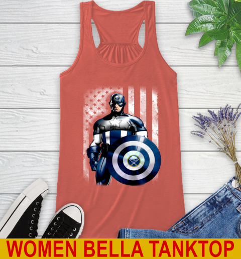 Buffalo Sabres NHL Hockey Captain America Marvel Avengers American Flag Shirt Racerback Tank 3