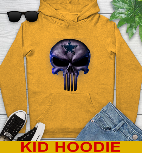 Dallas Cowboys NFL Football Punisher Skull Sports Youth Hoodie Tee For Sports
