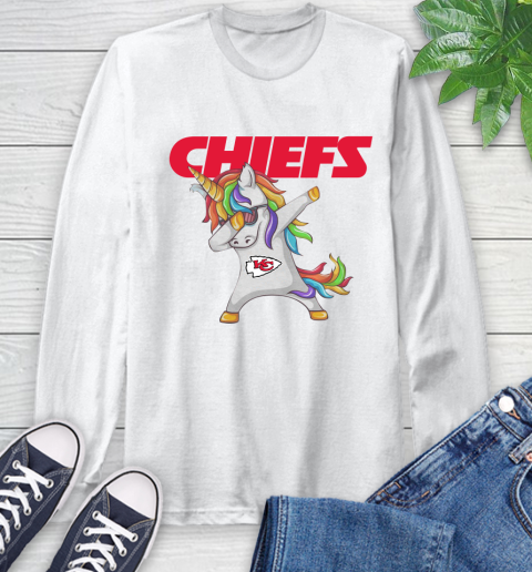 Kansas City Chiefs NFL Football Funny Unicorn Dabbing Sports Long Sleeve T-Shirt