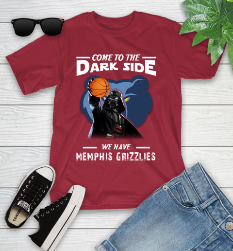 NBA Come To The Dark Side We Have Memphis Grizzlies Star Wars Darth Vader Basketball Youth T-Shirt 14