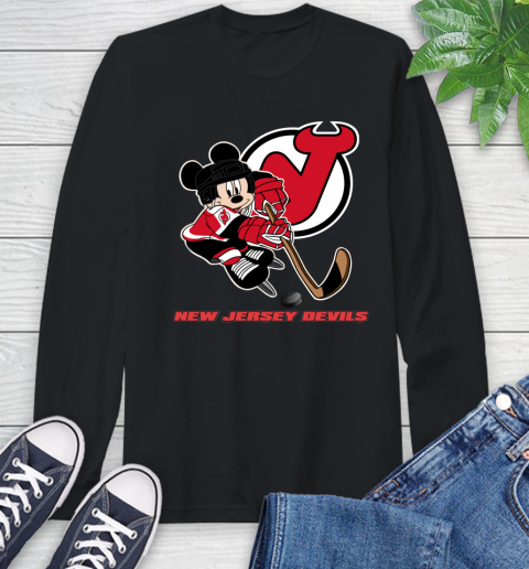 NHL New Jersey Devils Mickey Mouse Disney Hockey T Shirt Long Sleeve T-Shirt 2