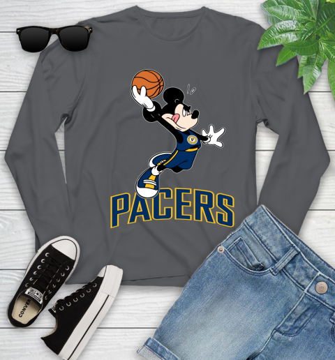 NBA Basketball Indiana Pacers Cheerful Mickey Mouse Shirt Youth Long Sleeve 8