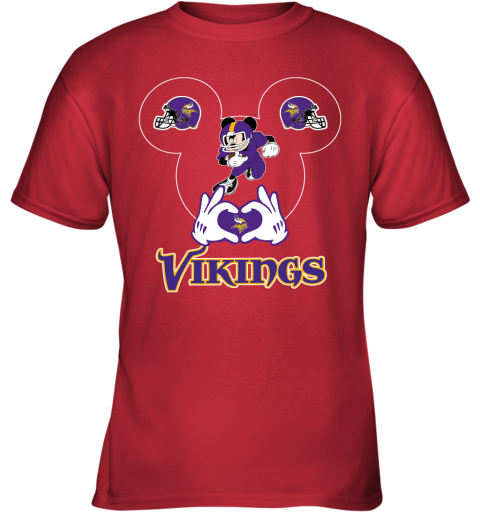 I Love The Vikings Mickey Mouse Minnesota Vikings Youth T-Shirt 