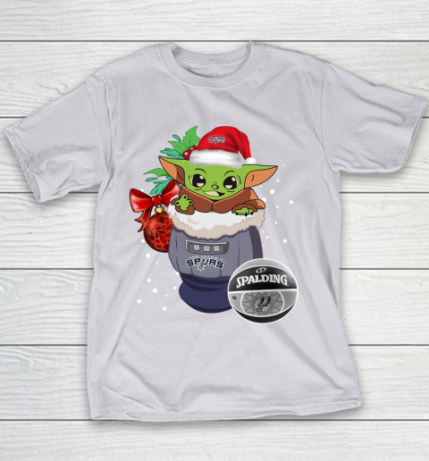 San Antonio Spurs Christmas Baby Yoda Star Wars Funny Happy NBA Youth T-Shirt 5