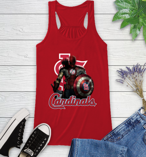 MLB Captain America Thor Spider Man Hawkeye Avengers Endgame Baseball St.Louis Cardinals Racerback Tank 6