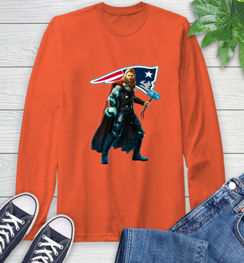 NFL Thor Avengers Endgame Football New England Patriots Long Sleeve T-Shirt 5