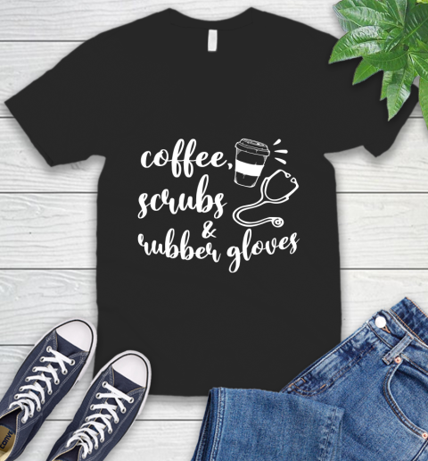 Nurse Shirt Coffee Scrubs V-Neck T-Shirt