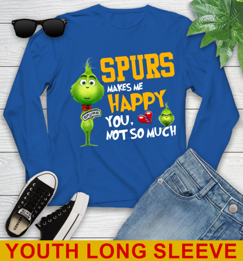 NBA San Antonio Spurs Makes Me Happy You Not So Much Grinch Basketball Sports Youth Long Sleeve 10