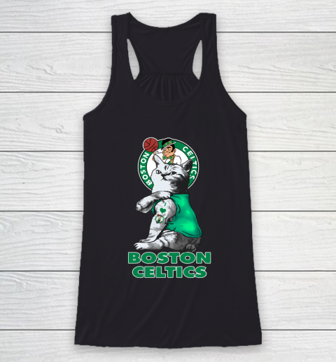 NBA Basketball My Cat Loves Boston Celtics Racerback Tank