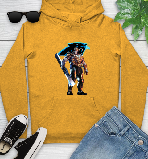 NFL Thanos Gauntlet Avengers Endgame Football Carolina Panthers Youth Hoodie 3
