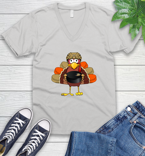 Anaheim Ducks Turkey Thanksgiving Day V-Neck T-Shirt