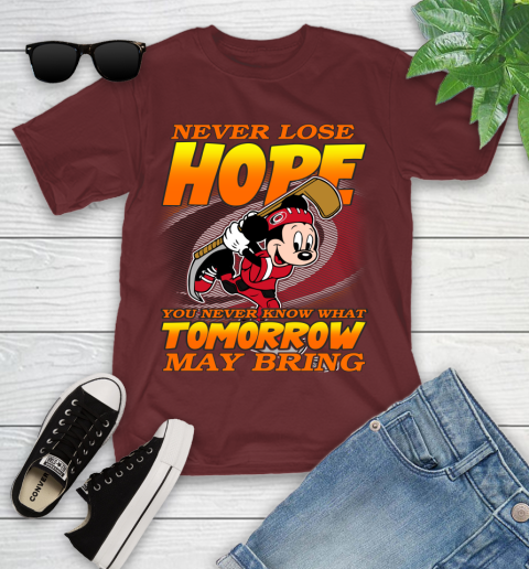 Carolina Hurricanes NHL Hockey ootball Mickey Disney Never Lose Hope Youth T-Shirt 14